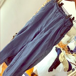 100% linen European joggers pants blue grey